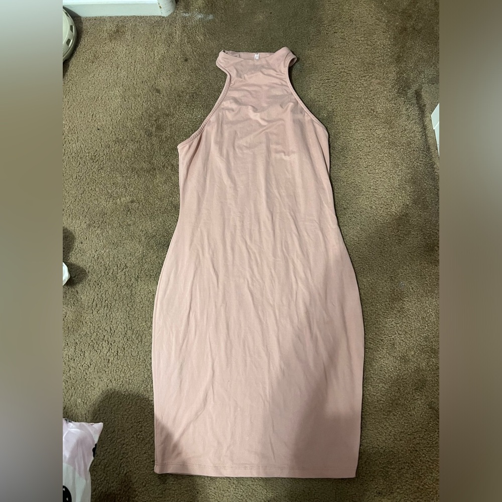Pink tight neck dress